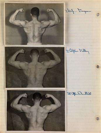 (BODYBUILDING) Mini-archive comprising 48 before-and-after photographs of an African American bodybuilder.